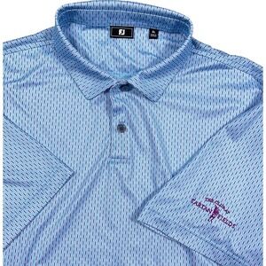 FootJoy Polo Shirt Men XL Light Blue Geometric Tartan Fields Club Golf Adult
